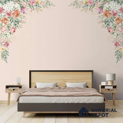 Beautiful Floral Wallpaper, Frame Pattern for Bedrooms, Customised Indrani Series Soft Feel Florals Design (Customised Size Wallpaper )