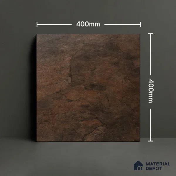 Budget Friendly Stone Look Value for Money Parking Chocolate Brown Floor Tile 16 x 16 inch | TL 00662 B | Vitrified Matte Finish Tile - 12 mm | Suitable For Parking, Outdoor, Balcony & Terrace | Pattern Alignment May Vary | 2-3 mm Spacer is Mandatory