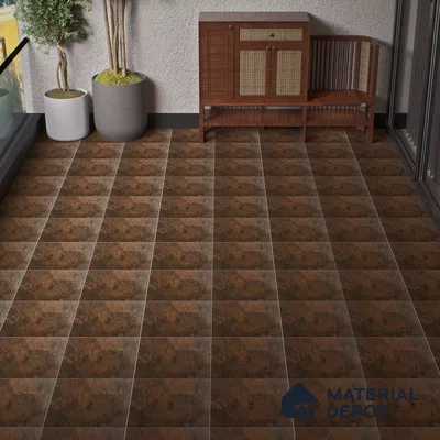 Budget Friendly Stone Look Value for Money Parking Chocolate Brown Floor Tile 16 x 16 inch | TL 00662 B | Vitrified Matte Finish Tile - 12 mm | Suitable For Parking, Outdoor, Balcony & Terrace | Pattern Alignment May Vary | 2-3 mm Spacer is Mandatory