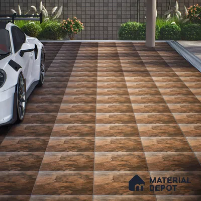 Budget Friendly Stone Look Value for Money Parking Chocolate Brown Floor Tile 16 x 16 inch | TL 00662 B | Vitrified Matte Finish Tile - 12 mm | Suitable For Parking, Outdoor, Balcony & Terrace | Pattern Alignment May Vary | 2-3 mm Spacer is Mandatory