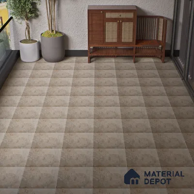 Budget Friendly Stone Look Value for Money Parking Glow Beige Floor Tile 16 x 16 inch | TL 00662 A | Vitrified Matte Finish Tile - 12 mm | Suitable For Parking, Outdoor, Balcony & Terrace | Pattern Alignment May Vary | 2-3 mm Spacer is Mandatory