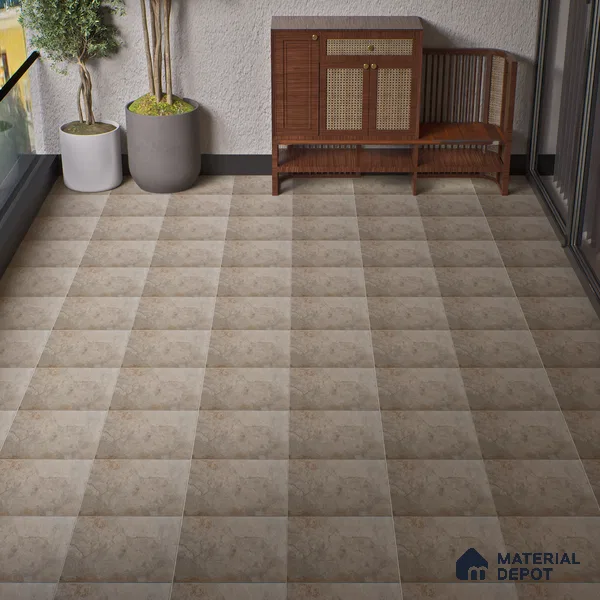 Budget Friendly Stone Look Value for Money Parking Glow Beige Floor Tile 16 x 16 inch | TL 00662 A | Vitrified Matte Finish Tile - 12 mm | Suitable For Parking, Outdoor, Balcony & Terrace | Pattern Alignment May Vary | 2-3 mm Spacer is Mandatory