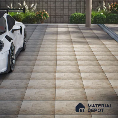 Budget Friendly Stone Look Value for Money Parking Glow Beige Floor Tile 16 x 16 inch | TL 00662 A | Vitrified Matte Finish Tile - 12 mm | Suitable For Parking, Outdoor, Balcony & Terrace | Pattern Alignment May Vary | 2-3 mm Spacer is Mandatory
