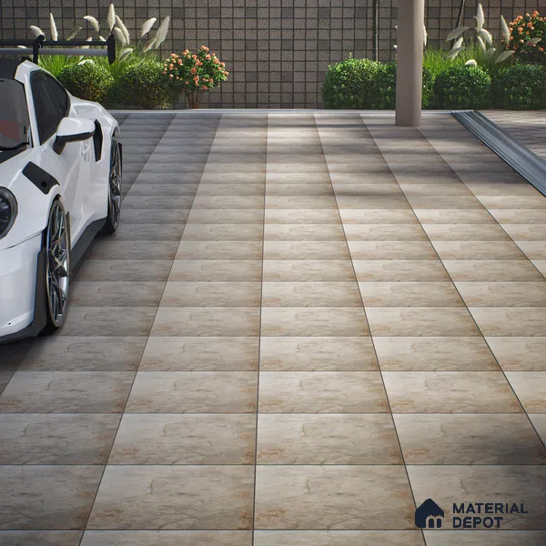Budget Friendly Stone Look Value for Money Parking Glow Beige Floor Tile 16 x 16 inch | TL 00662 A | Vitrified Matte Finish Tile - 12 mm | Suitable For Parking, Outdoor, Balcony & Terrace | Pattern Alignment May Vary | 2-3 mm Spacer is Mandatory