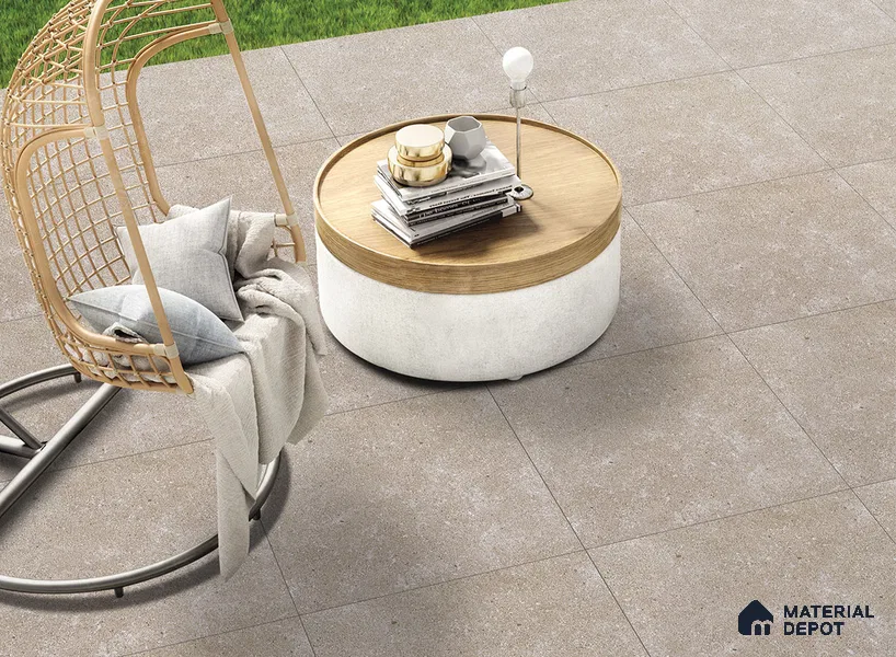 TL 02317 Beige 2 ft x 2 ft Random Face Rustic Matte Finish Vitrified Full Body Floor Tile - 15 mm (Sample)