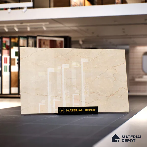 TL 00349 Beige 6 ft x 4 ft Glossy Finish Endless Vitrified Wall & Floor Tile - 9 mm | Adhesive and Spacers Must be Used During Installation
