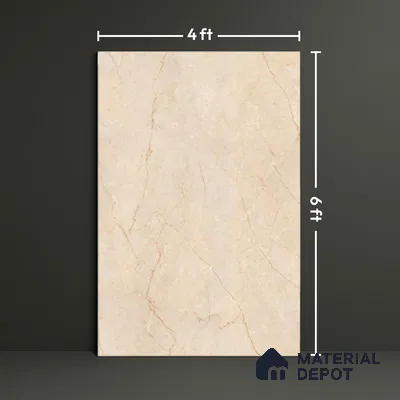TL 00349 Beige 6 ft x 4 ft Glossy Finish Endless Vitrified Wall & Floor Tile - 9 mm | Adhesive and Spacers Must be Used During Installation