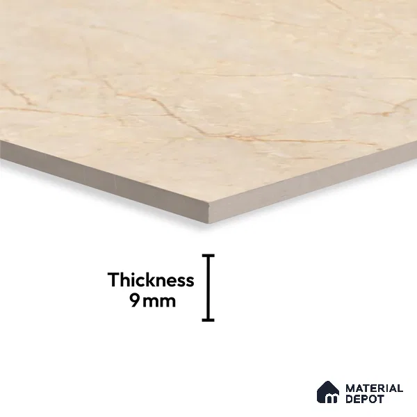 TL 00349 Beige 6 ft x 4 ft Glossy Finish Endless Vitrified Wall & Floor Tile - 9 mm | Adhesive and Spacers Must be Used During Installation