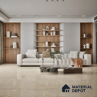 TL 00349 Beige 6 ft x 4 ft Glossy Finish Endless Vitrified Wall & Floor Tile - 9 mm | Adhesive and Spacers Must be Used During Installation