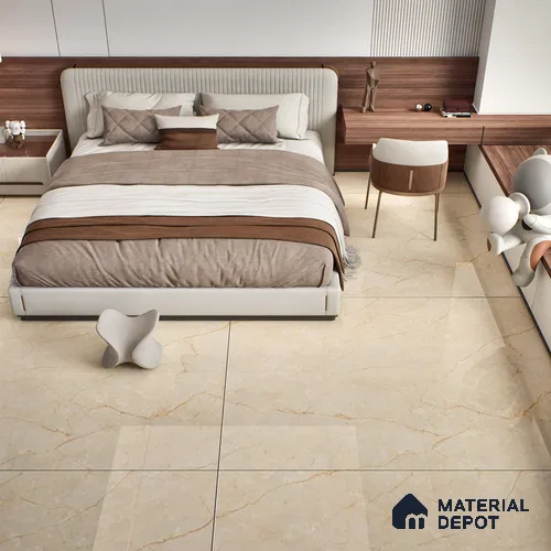 TL 00349 Beige 6 ft x 4 ft Glossy Finish Endless Vitrified Wall & Floor Tile - 9 mm | Adhesive and Spacers Must be Used During Installation
