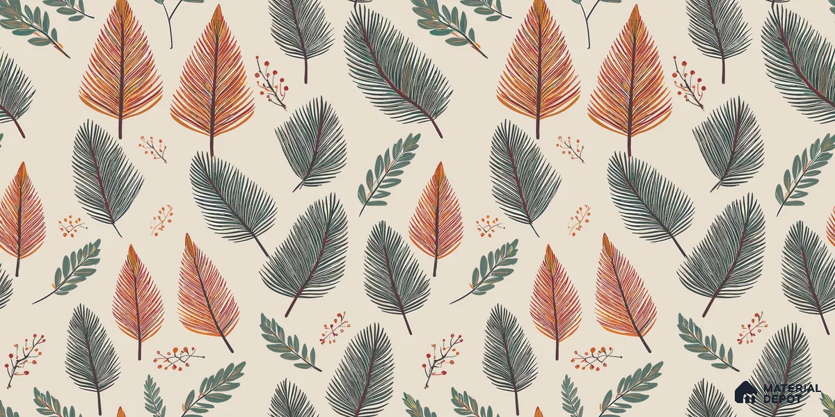 Beige Scandinavian Style Leaf Abstract Serenity Art | WP 03930 B Canvas Texture Finish Tropical Style luxurious Customized size Wallpaper | 250 GSM WP01CNF Paper | (MOQ = 30 Sq. Ft.)