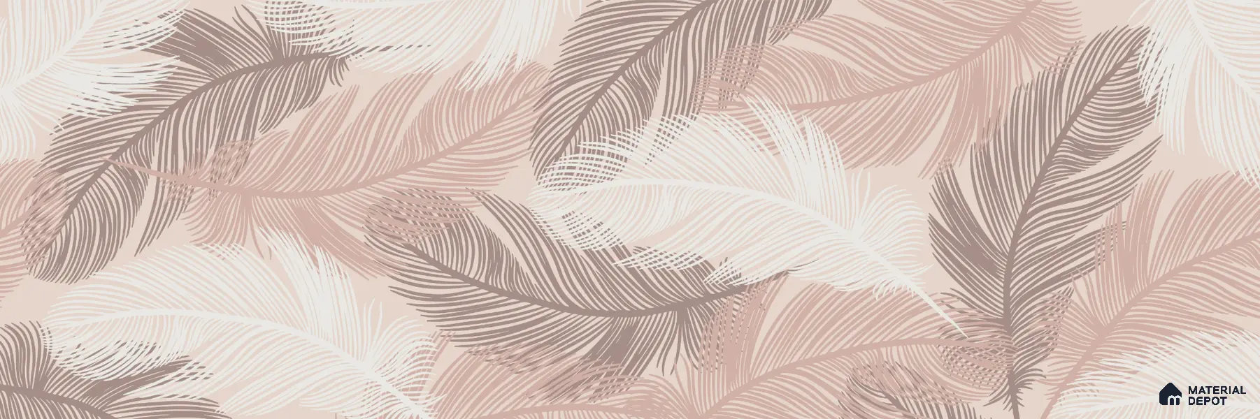 Blush Feather Drift Abstract Serenity Art | WP 03947 Non Woven Matte Finish Tropical Style Premium Customized size Wallpaper | 150 GSM WP01MTF Paper | (MOQ = 30 Sq. Ft.)