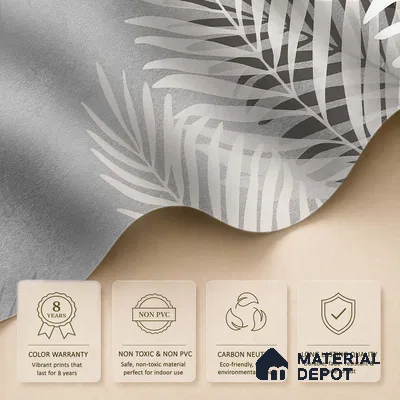Beige and Grey Background Tropical Leaves Wallpaper, Customised Indrani Series Canvas Tropical Design (Customised Size Wallpaper )