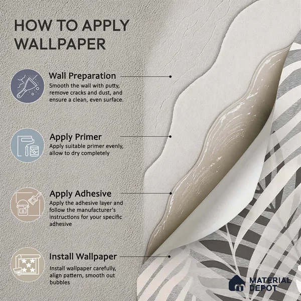 Beige and Grey Background Tropical Leaves Wallpaper, Customised Indrani Series Canvas Tropical Design (Customised Size Wallpaper )
