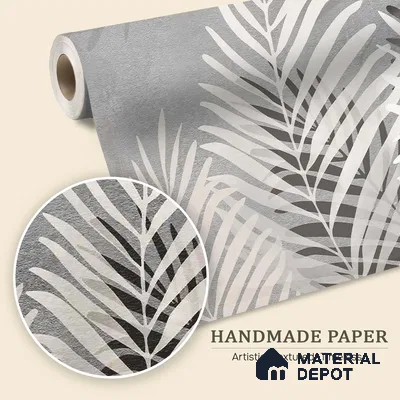 Beige and Grey Background Tropical Leaves Wallpaper, Customised Indrani Series Handmade Tropical Design (Customised Size Wallpaper )