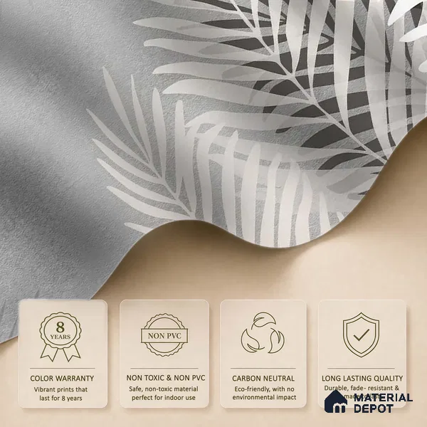 Beige and Grey Background Tropical Leaves Wallpaper, Customised Indrani Series Handmade Tropical Design (Customised Size Wallpaper )