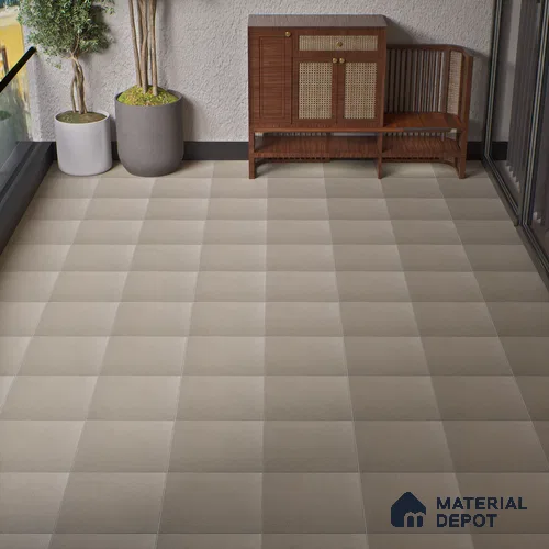 Budget Friendly Plain Look Value for Money Parking Beige Crema Floor Tile 16 x 16 inch | TL 00591 | Vitrified Matte Finish Tile - 12 mm | Suitable For Parking, Outdoor, Balcony & Terrace | Pattern Alignment May Vary | 2-3 mm Spacer is Mandatory