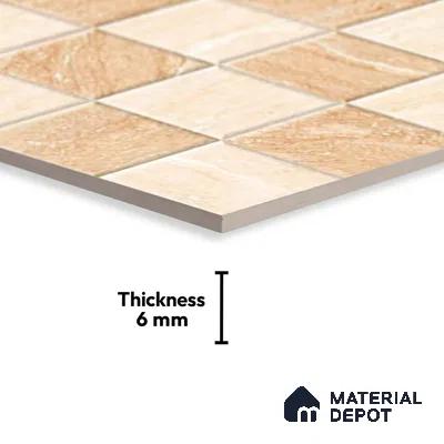 TL 01889 C Creamy Brown Highlighter 1 18 x 12 inch Glossy Finish Ceramic Wall Tile - 6 mm