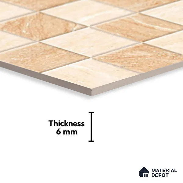 TL 01889 C Creamy Brown Highlighter 1 18 x 12 inch Glossy Finish Ceramic Wall Tile - 6 mm
