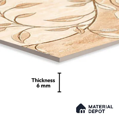 TL 01889 D Cream Highlighter 2 18 x 12 inch Glossy Finish Ceramic Wall Tile - 6 mm