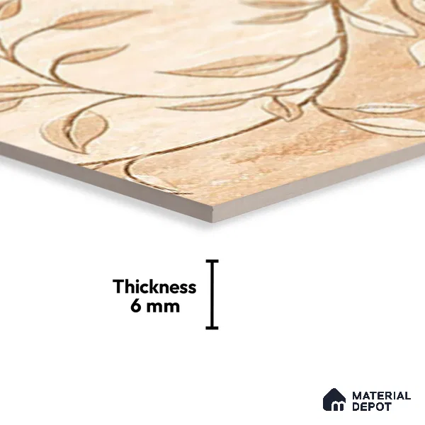 TL 01889 D Cream Highlighter 2 18 x 12 inch Glossy Finish Ceramic Wall Tile - 6 mm
