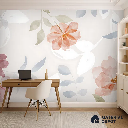Quiet Botanica Delicate Pink Wildflower Scatter | WP 04128 B Non Woven Matte Finish Florals Style Premium Customized size Wallpaper | 150 GSM WP01MTF Paper | (MOQ = 30 Sq. Ft.)