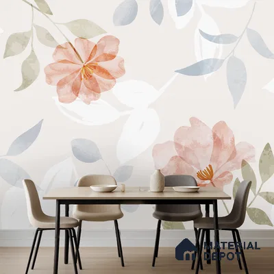 Quiet Botanica Delicate Pink Wildflower Scatter | WP 04128 B Non Woven Matte Finish Florals Style Premium Customized size Wallpaper | 150 GSM WP01MTF Paper | (MOQ = 30 Sq. Ft.)
