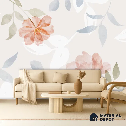 WP 04128 B | Grey Watercolor Blooms Customized Floral Wallpaper - Non Woven