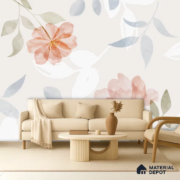 Quiet Botanica Delicate Pink Wildflower Scatter | WP 04128 B Non Woven Matte Finish Florals Style Premium Customized size Wallpaper | 150 GSM WP01MTF Paper | (MOQ = 30 Sq. Ft.)