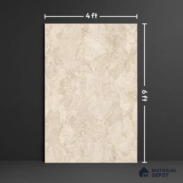 Marble Look Tile TL 08838 6 ft x 4 ft Glossy Finish Vitrified Tile - 9 mm | Adhesive and Spacers Must be Used During Installation