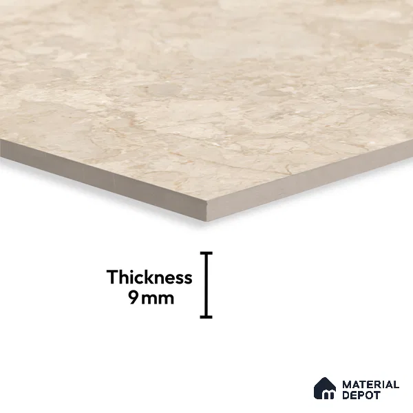 Marble Look Tile TL 08838 6 ft x 4 ft Glossy Finish Vitrified Tile - 9 mm | Adhesive and Spacers Must be Used During Installation