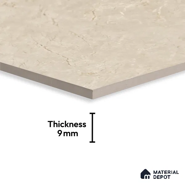 Marble Look Tile TL 08836 6 ft x 4 ft Glossy Finish Vitrified Tile - 9 mm | Adhesive and Spacers Must be Used During Installation