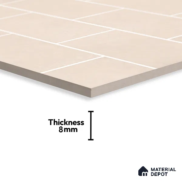 Faux Subway Wall Tile TL 07164 B R Mood Off White Brick HL 2 ft x 1 ft Ceramic Glossy Finish - 8 mm | Suitable for Kitchen, Bathroom & Balcony Walls | Please Expect a Slight Variation of Pattern