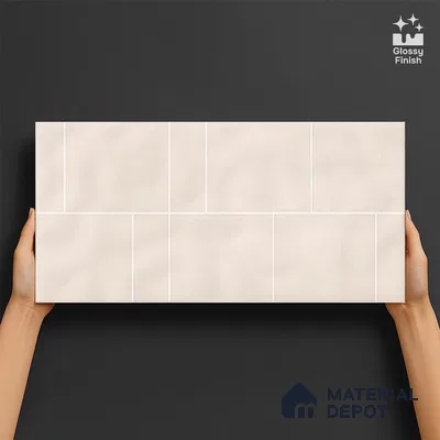 Plain Wall Tile TL 07164 Mood Off White 2 ft x 1 ft Ceramic Glossy Finish - 8 mm | Suitable For Kitchen & Bathroom