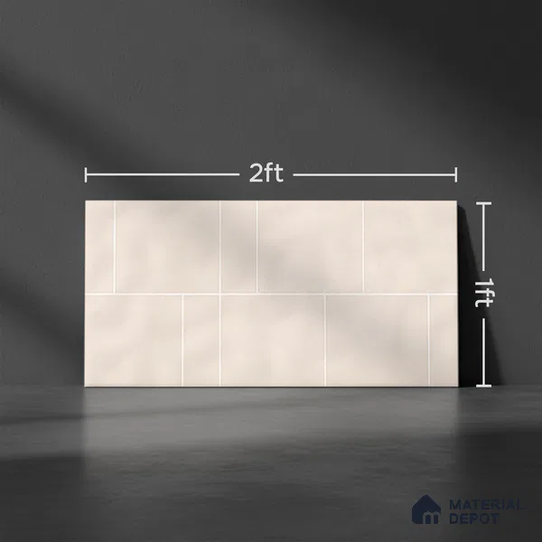 Plain Wall Tile TL 07164 Mood Off White 2 ft x 1 ft Ceramic Glossy Finish - 8 mm | Suitable For Kitchen & Bathroom