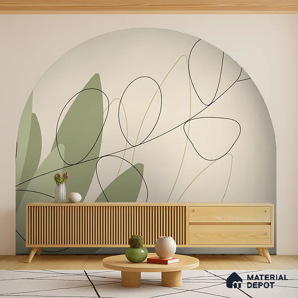 One Line Garden Light Lilac Blossom Wash | WP 04144 B Non Woven Matte Finish Tropical Style Premium Customized size Wallpaper | 150 GSM WP01MTF Paper | (MOQ = 30 Sq. Ft.)