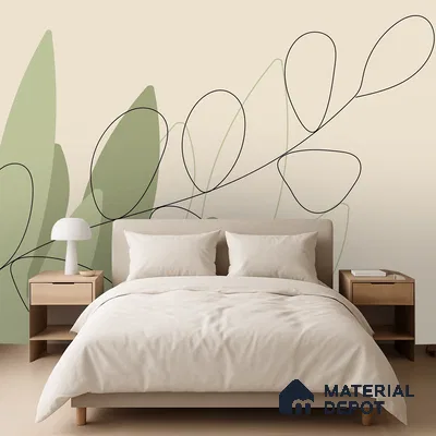 One Line Garden Light Lilac Blossom Wash | WP 04144 B Non Woven Matte Finish Tropical Style Premium Customized size Wallpaper | 150 GSM WP01MTF Paper | (MOQ = 30 Sq. Ft.)