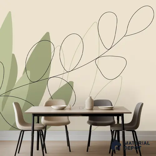 One Line Garden Light Lilac Blossom Wash | WP 04144 B Non Woven Matte Finish Tropical Style Premium Customized size Wallpaper | 150 GSM WP01MTF Paper | (MOQ = 30 Sq. Ft.)