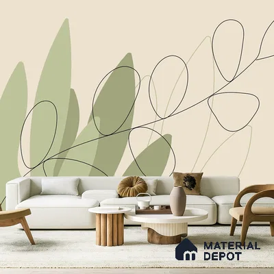 One Line Garden Light Lilac Blossom Wash | WP 04144 B Non Woven Matte Finish Tropical Style Premium Customized size Wallpaper | 150 GSM WP01MTF Paper | (MOQ = 30 Sq. Ft.)
