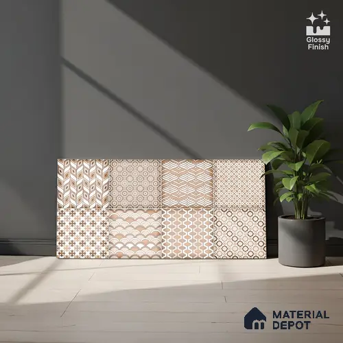 Highlighter Wall Tile TL 06561 E Raton Brown HL 2 ft x 1 ft Ceramic Glossy Finish - 8 mm | Suitable for Living Room, Kitchen & Bathroom