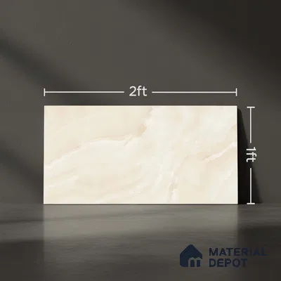 Marble Wall Tile TL 06467 Valentino Beige 2 ft x 1 ft Ceramic Glossy Finish - 8 mm | Suitable for Living Room, Kitchen & Bathroom