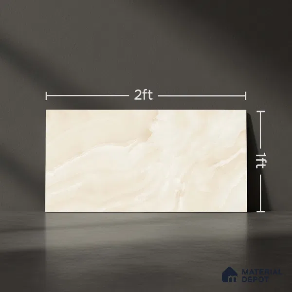 Marble Wall Tile TL 06467 Valentino Beige 2 ft x 1 ft Ceramic Glossy Finish - 8 mm | Suitable for Living Room, Kitchen & Bathroom