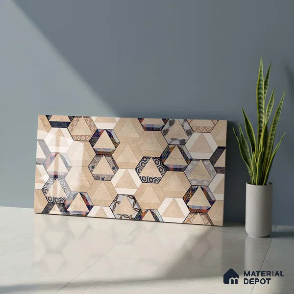 Highlighter Wall Tile TL 06454 B GS Yasmin Beige HL 2 ft x 1 ft Ceramic Glossy Finish - 8 mm | Suitable for Living Room, Kitchen & Bathroom