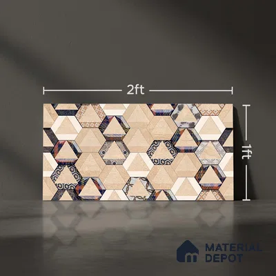 Highlighter Wall Tile TL 06454 B GS Yasmin Beige HL 2 ft x 1 ft Ceramic Glossy Finish - 8 mm | Suitable for Living Room, Kitchen & Bathroom