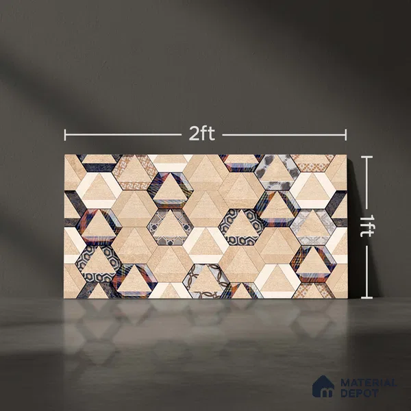 Highlighter Wall Tile TL 06454 B GS Yasmin Beige HL 2 ft x 1 ft Ceramic Glossy Finish - 8 mm | Suitable for Living Room, Kitchen & Bathroom