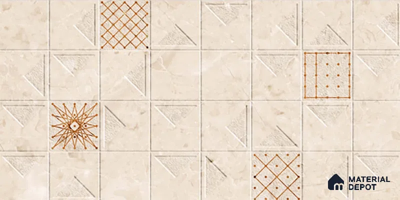 Highlighter Wall Tile TL 06453 B GS Mirori Beige HL 2 ft x 1 ft Ceramic Glossy Finish - 8 mm | Suitable for Living Room, Kitchen & Bathroom
