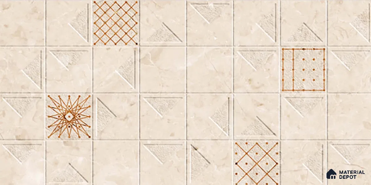 Highlighter Wall Tile TL 06453 B GS Mirori Beige HL 2 ft x 1 ft Ceramic Glossy Finish - 8 mm | Suitable for Living Room, Kitchen & Bathroom