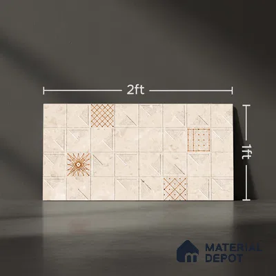 Highlighter Wall Tile TL 06453 B GS Mirori Beige HL 2 ft x 1 ft Ceramic Glossy Finish - 8 mm | Suitable for Living Room, Kitchen & Bathroom