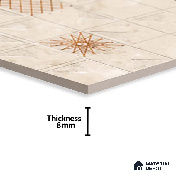 Highlighter Wall Tile TL 06453 B GS Mirori Beige HL 2 ft x 1 ft Ceramic Glossy Finish - 8 mm | Suitable for Living Room, Kitchen & Bathroom