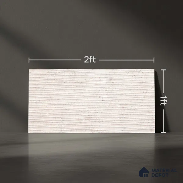Stone Wall Tile TL 06470 B Costa White 2 ft x 1 ft Glossy Finish Ceramic Tile - 8 mm | Suitable For Kitchen & Bathroom